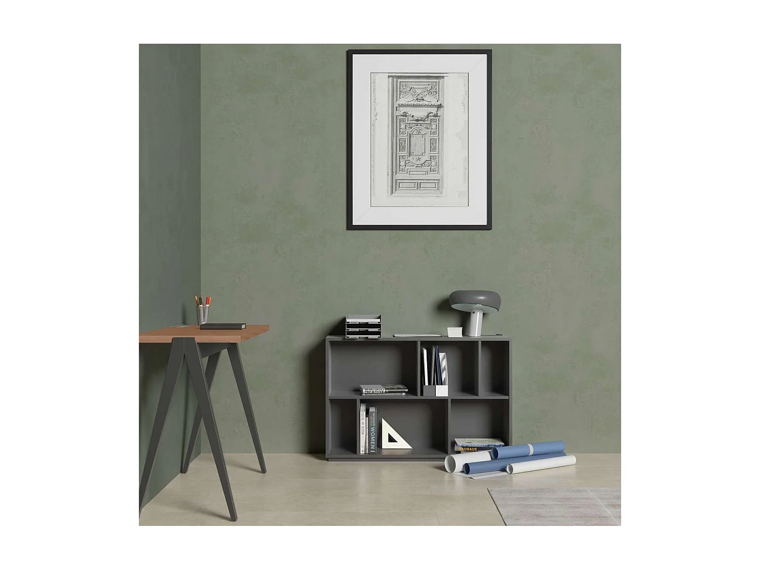 Estanteria 2 alturas modelo 547 acabado grafito. 80cm(alto), 119cm(ancho), 32cm(fondo).