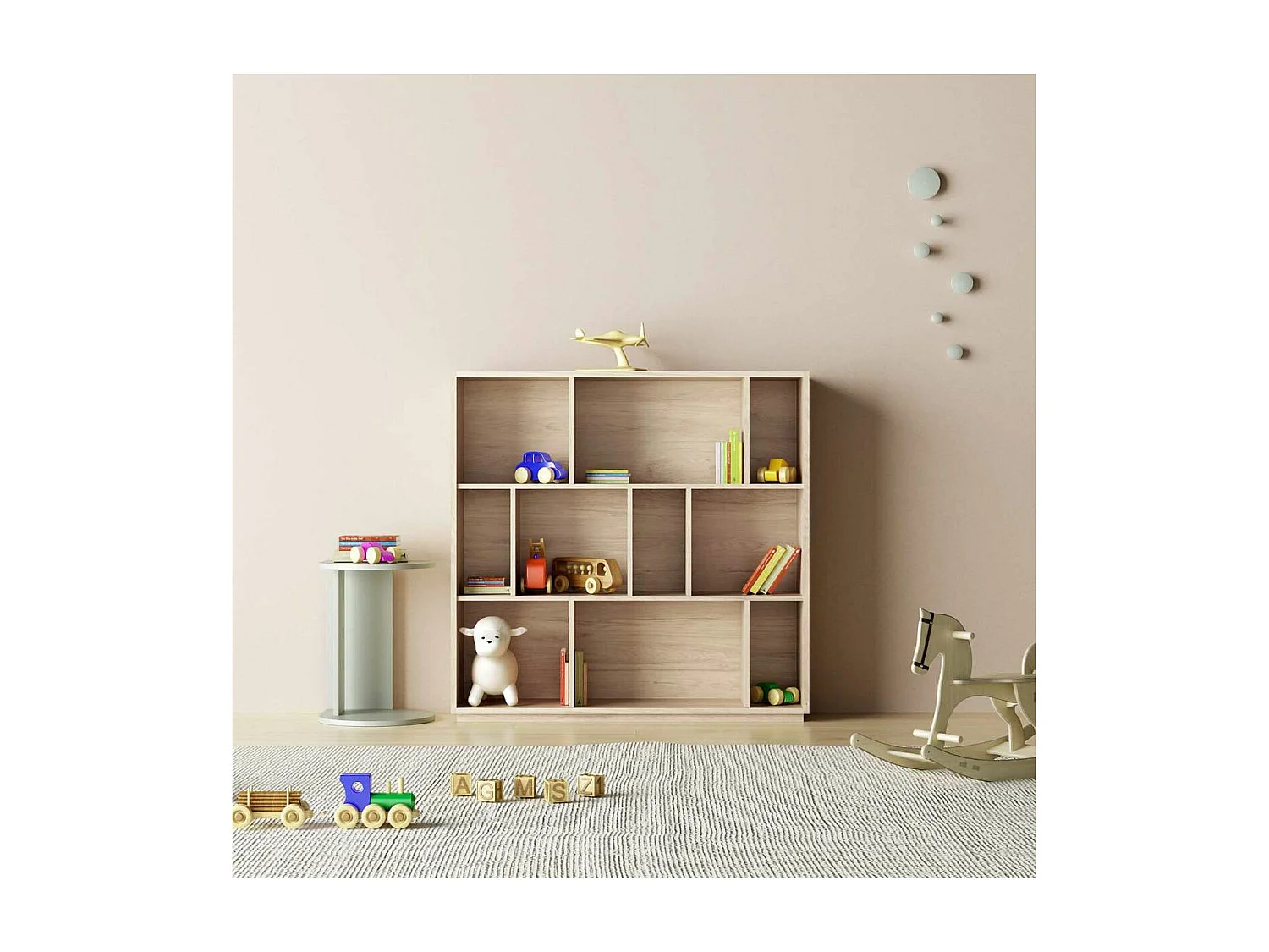 Estantería 3 alturas modelo 546 acabado roble claro. 117 cm(alto), 119 cm(ancho), 32 cm(f