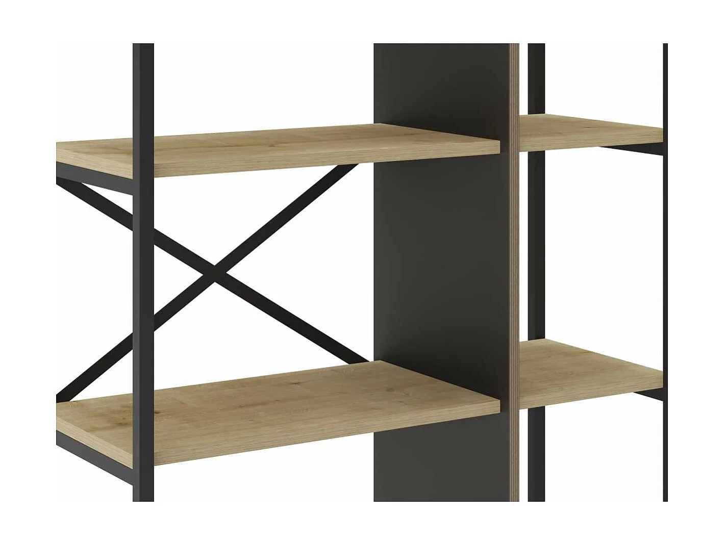 Estantería 5 estantes modelo Eva-87 acabado roble/negro, 175cm(alto) 87.5cm(ancho) 35cm(l