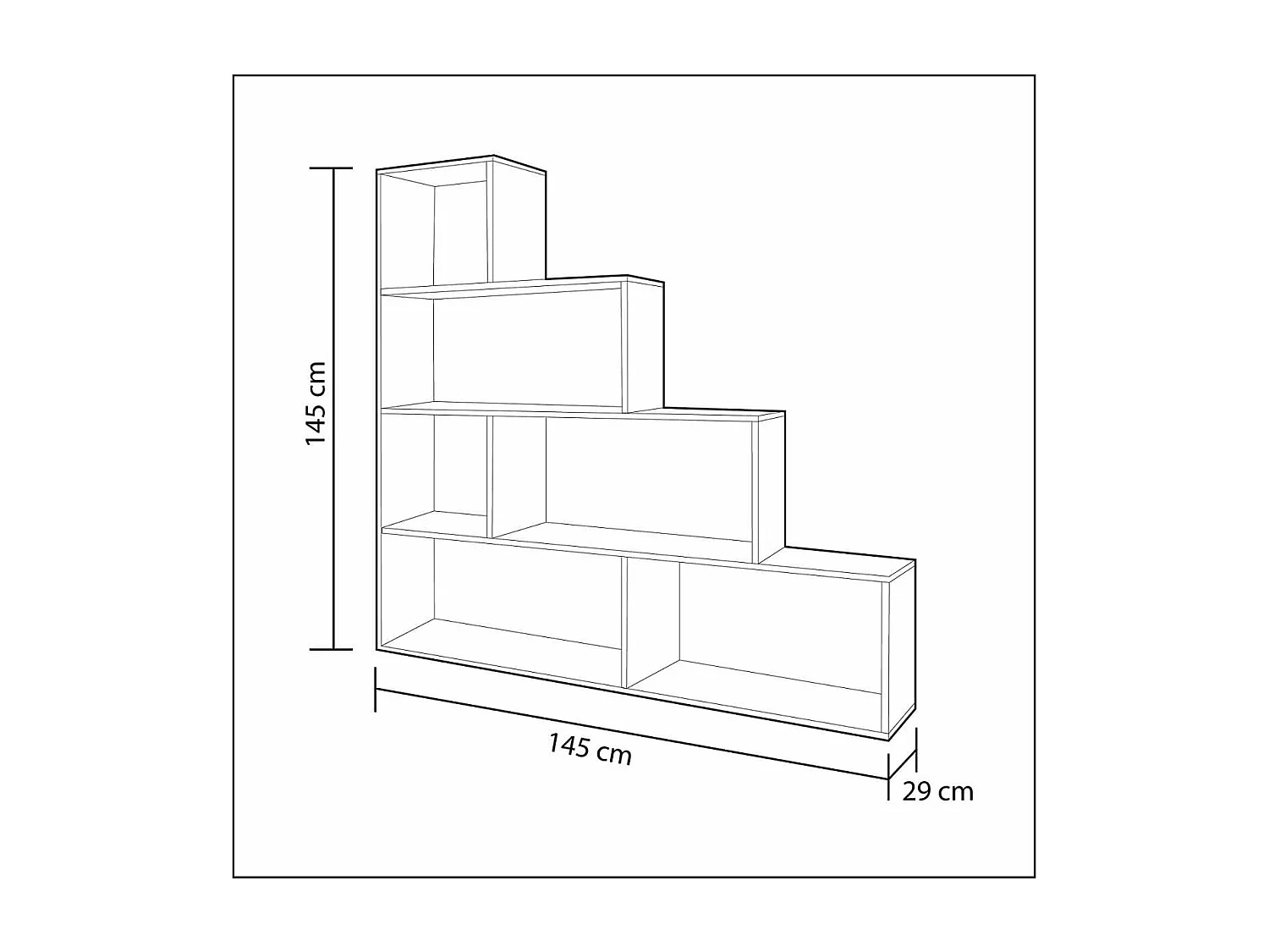 Estanteria baja Cantora en roble canadian, 145 cm(alto)145 cm(ancho)29 cm(fondo) .