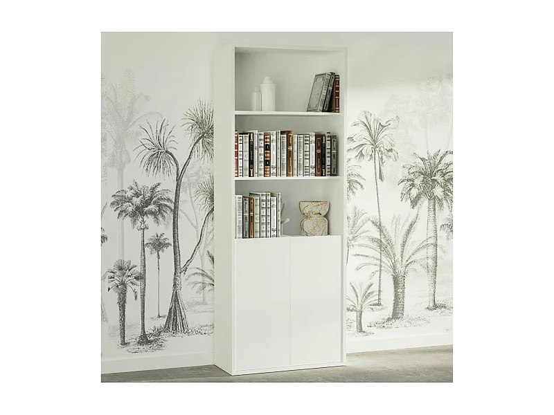 Estantería-1 dos puertas acabado blanco, 196.5 cm(alto)75.5 cm(ancho)33 cm(fondo)..