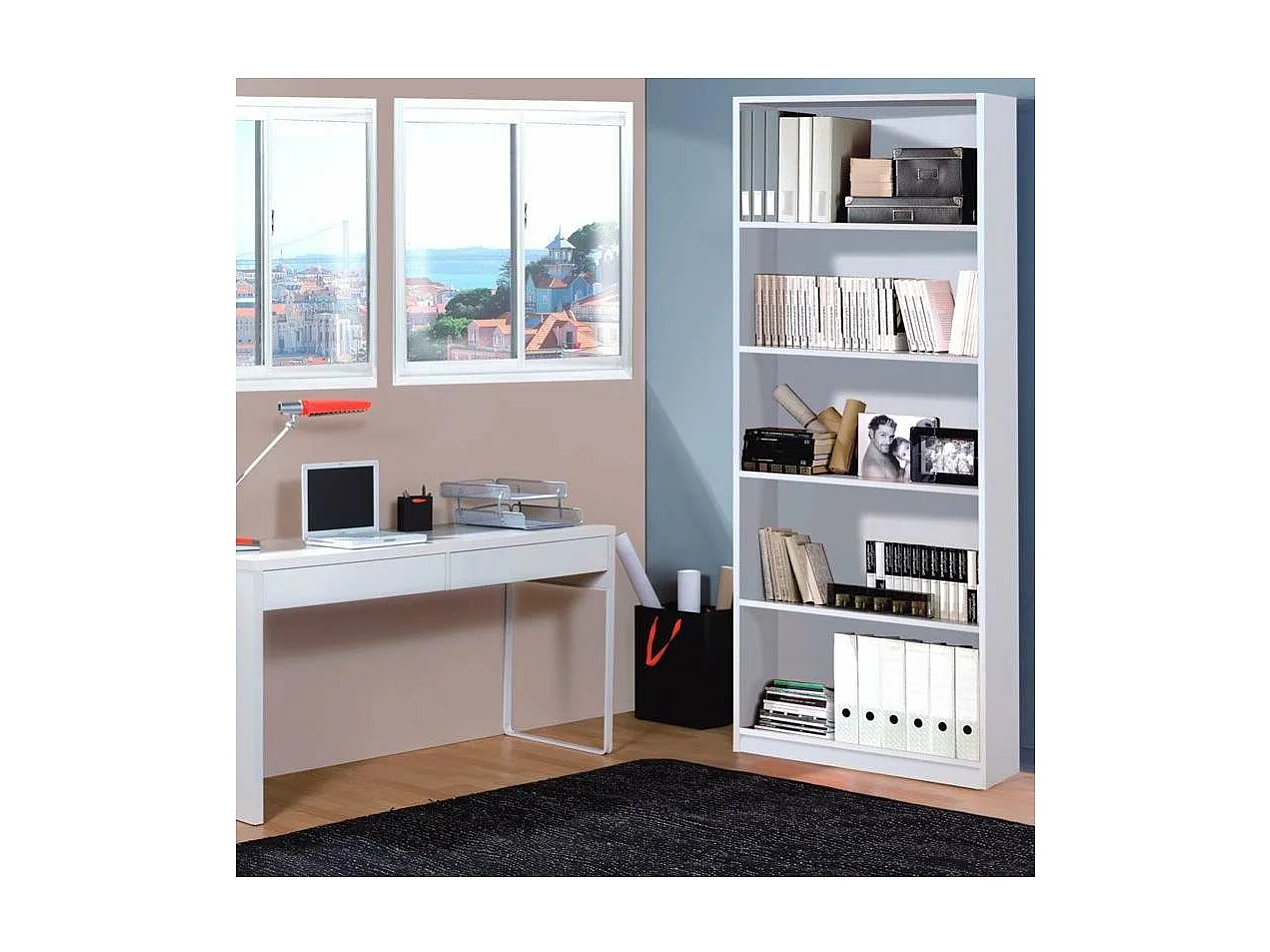 Estantería alta Neptuno con baldas en blanco. 180 cm(alto)75 cm(ancho)25 cm(fondo). .