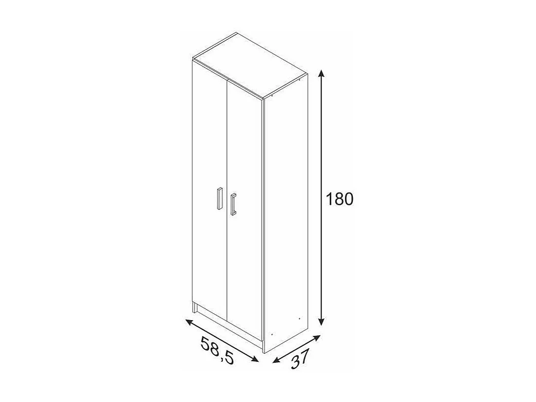 Armario multiusos Milan en acabado blanco de 2 puertas y 3 estantes 58.5 cm(ancho) 180 cm(