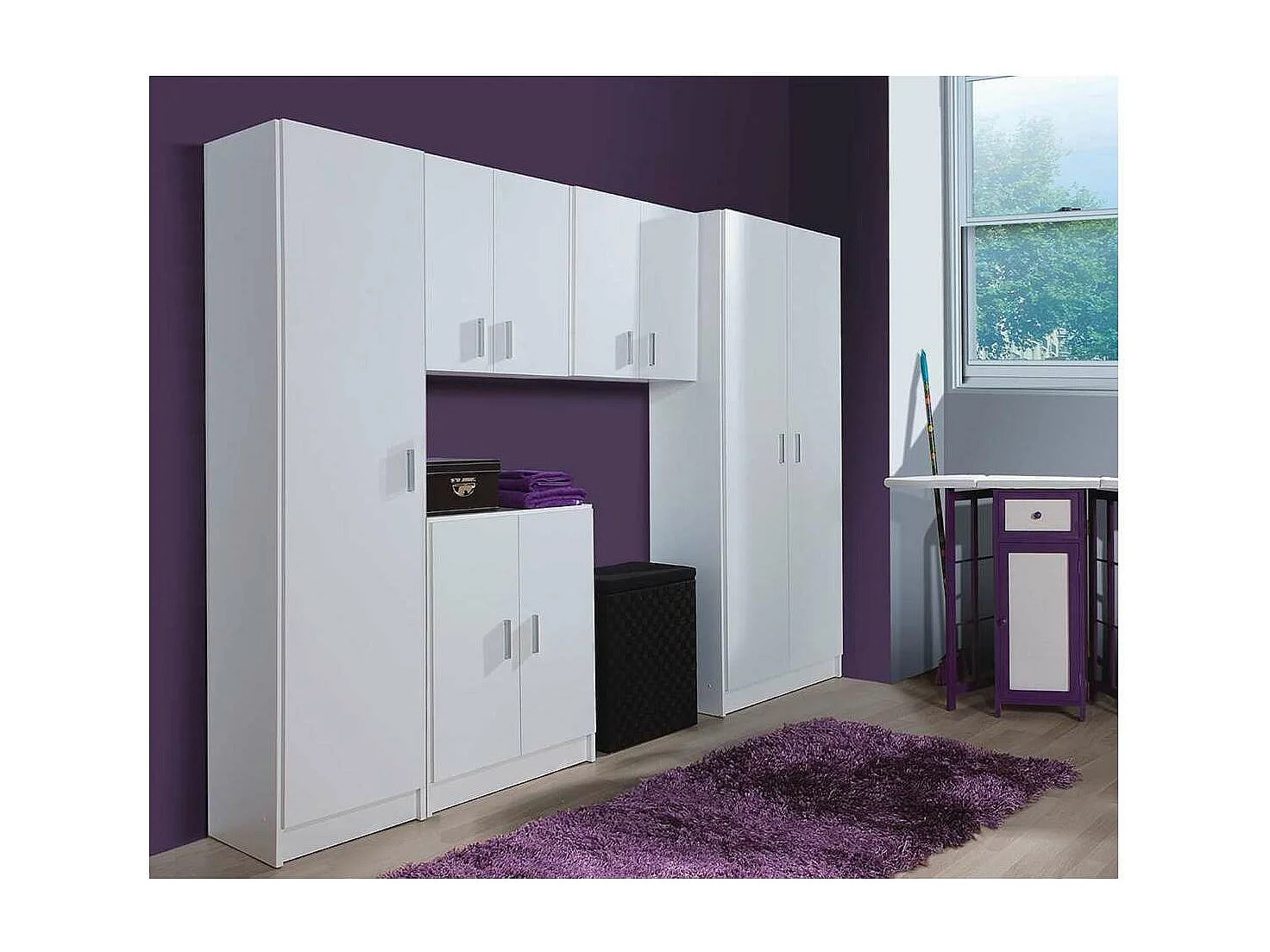 Armario multiusos Milan en acabado blanco de 2 puertas y 3 estantes 58.5 cm(ancho) 180 cm(