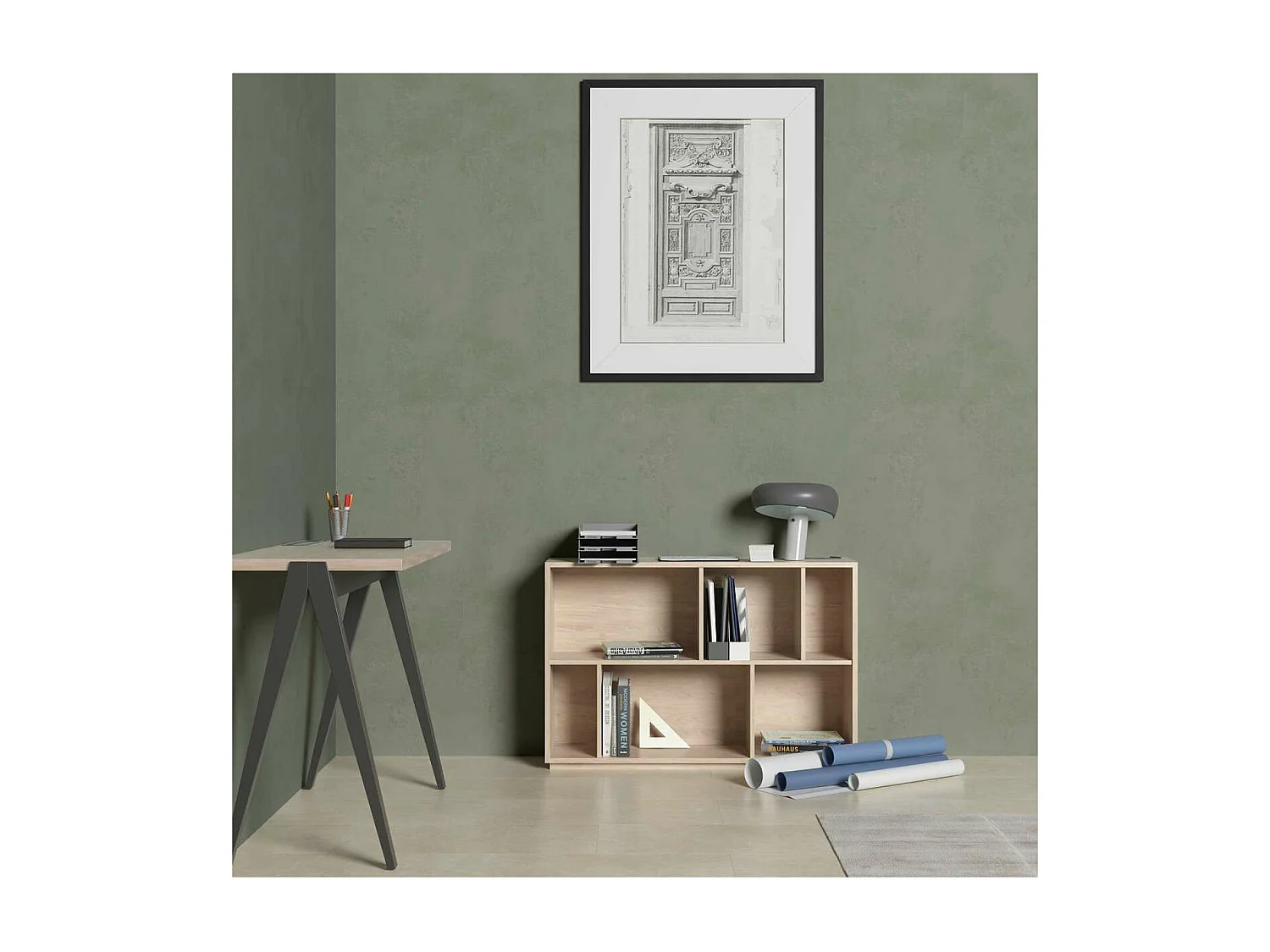 Estantería 2 alturas modelo 547 acabado roble claro. 80cm(alto), 119cm(ancho), 32cm(fondo