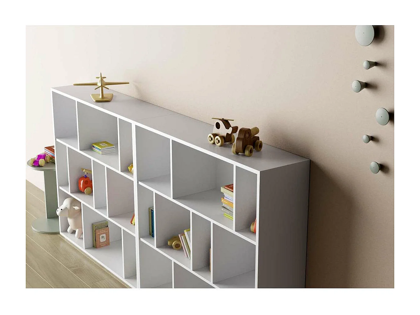 Estanteria 3 alturas modelo 546 acabado blanco. 117 cm(alto), 119 cm(ancho), 32 cm(fondo).