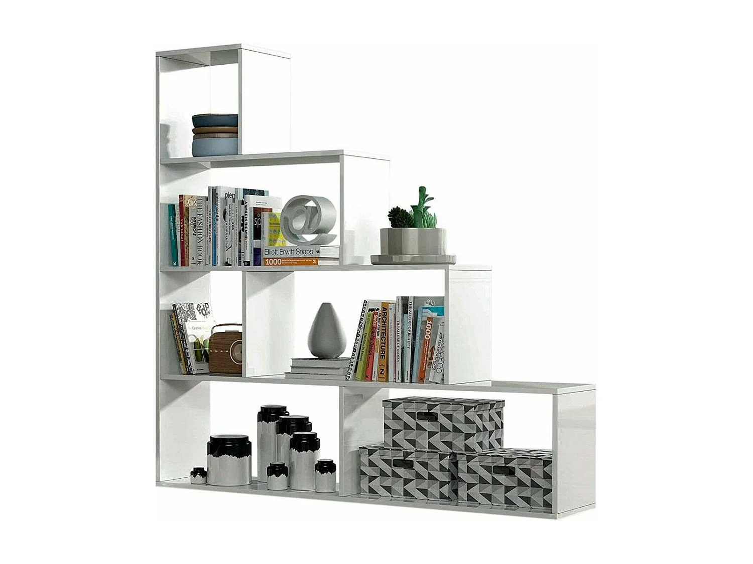 Estanteria baja Cantora en blanco, 145 cm(alto)145 cm(ancho)29 cm(fondo) .