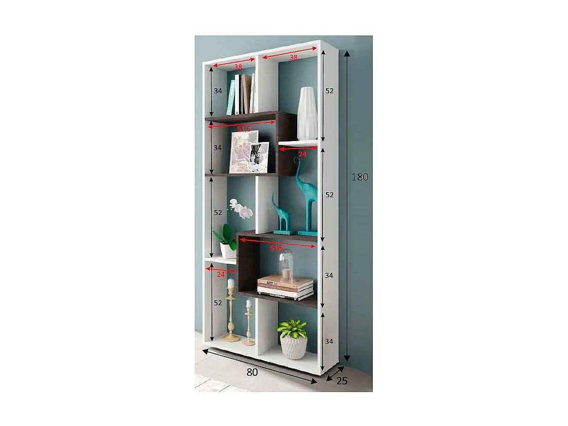 Estanteria para oficina o recibidores Doria. 180 cm(alto)80 cm(ancho)25 cm(fondo) .