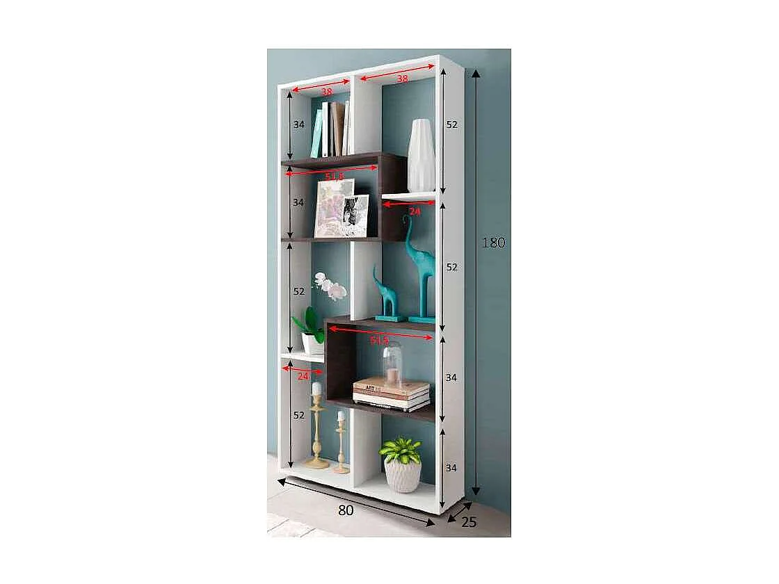 Estanteria para oficina o recibidores Doria. 180 cm(alto)80 cm(ancho)25 cm(fondo) .