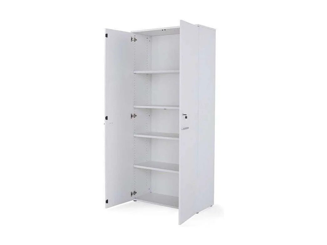 Armario alto con puertas acabado blanco, 208.8 cm(alto)93 cm(ancho)42.5 cm(fondo)..
