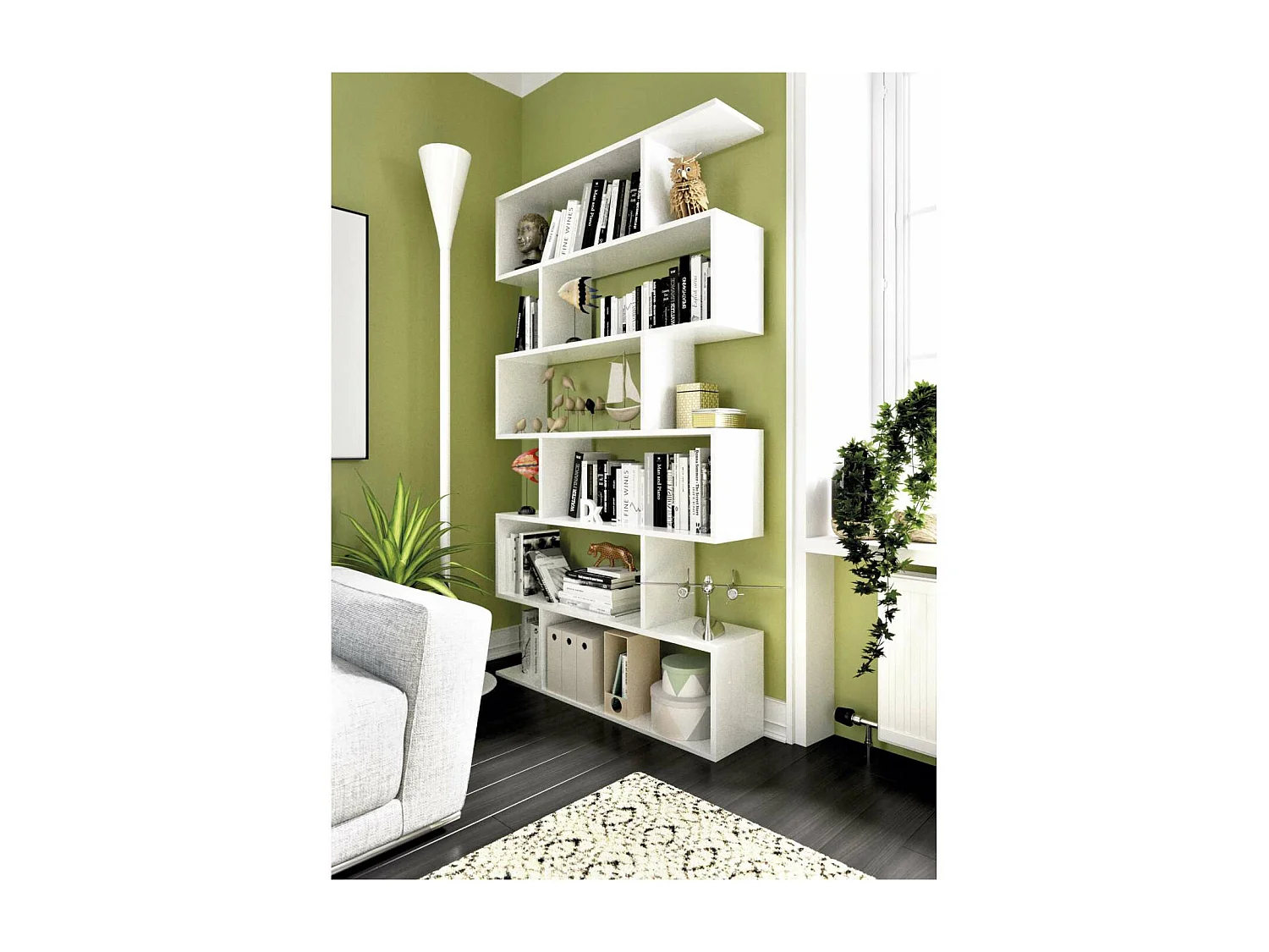 Estantería alta Ibros en blanco brillo 190 cm(alto)80 cm(ancho)25 cm(fondo). .