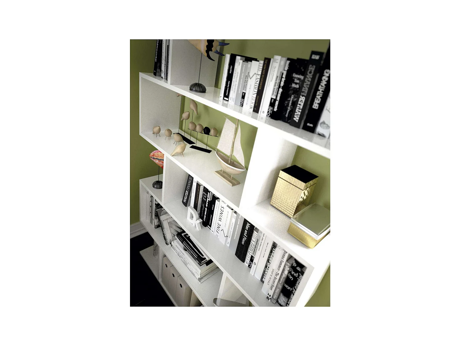 Estantería alta Ibros en blanco brillo 190 cm(alto)80 cm(ancho)25 cm(fondo). .