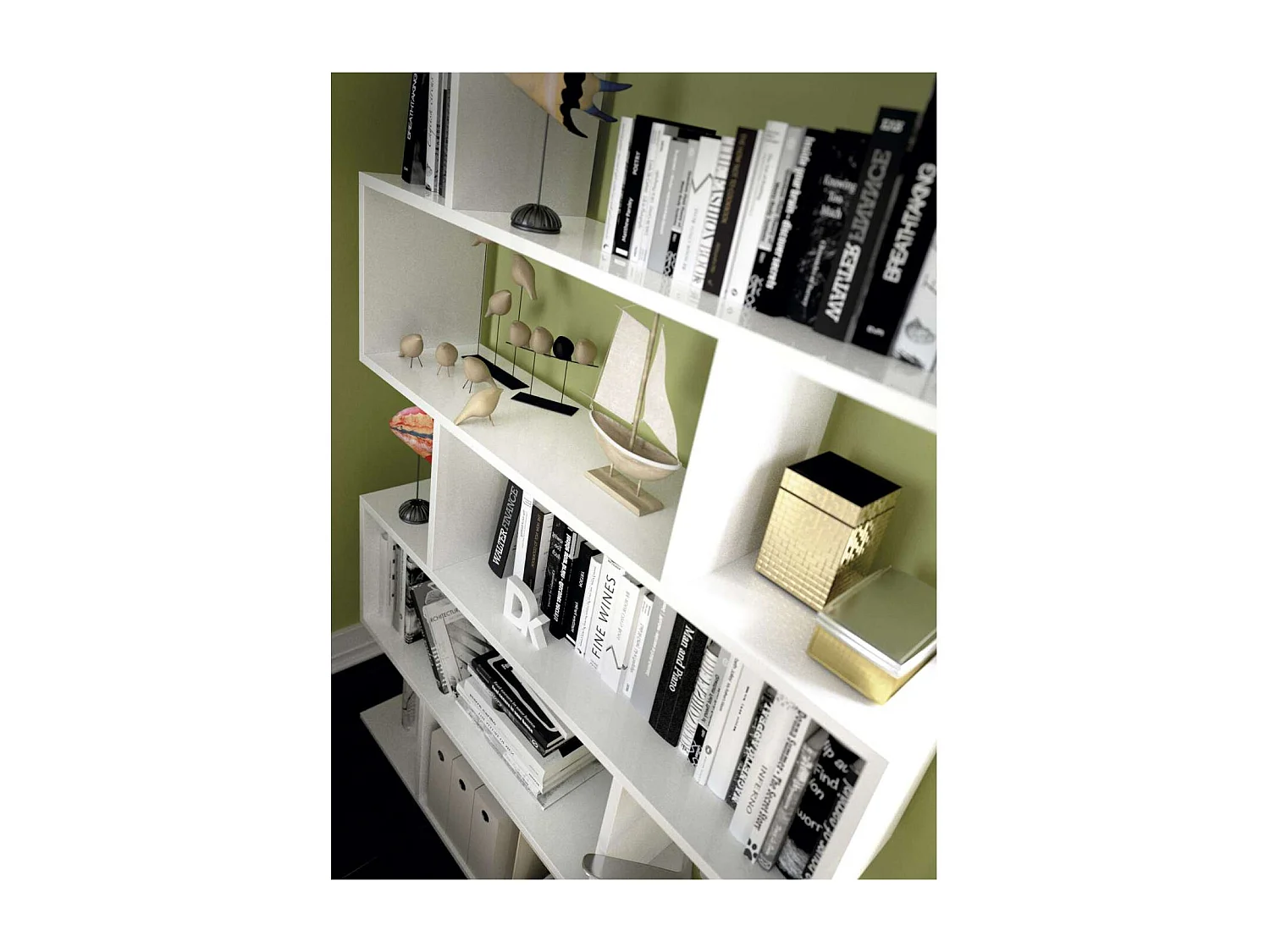 Estantería alta Ibros en blanco brillo 190 cm(alto)80 cm(ancho)25 cm(fondo). .