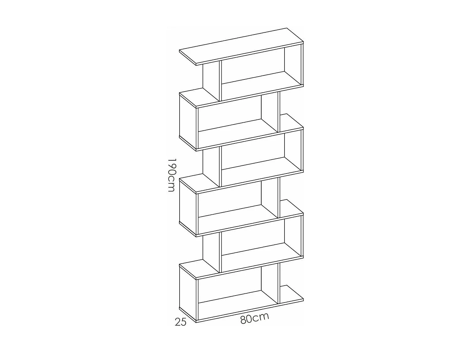 Estantería alta Ibros en blanco brillo 190 cm(alto)80 cm(ancho)25 cm(fondo). .