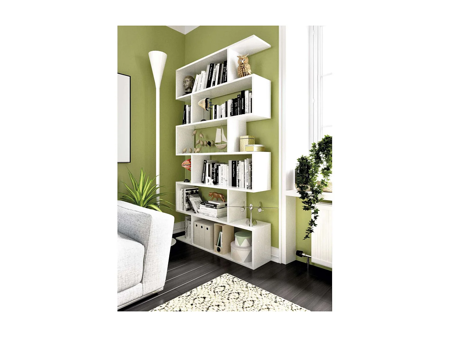 Estantería alta Ibros en blanco brillo 190 cm(alto)80 cm(ancho)25 cm(fondo). .