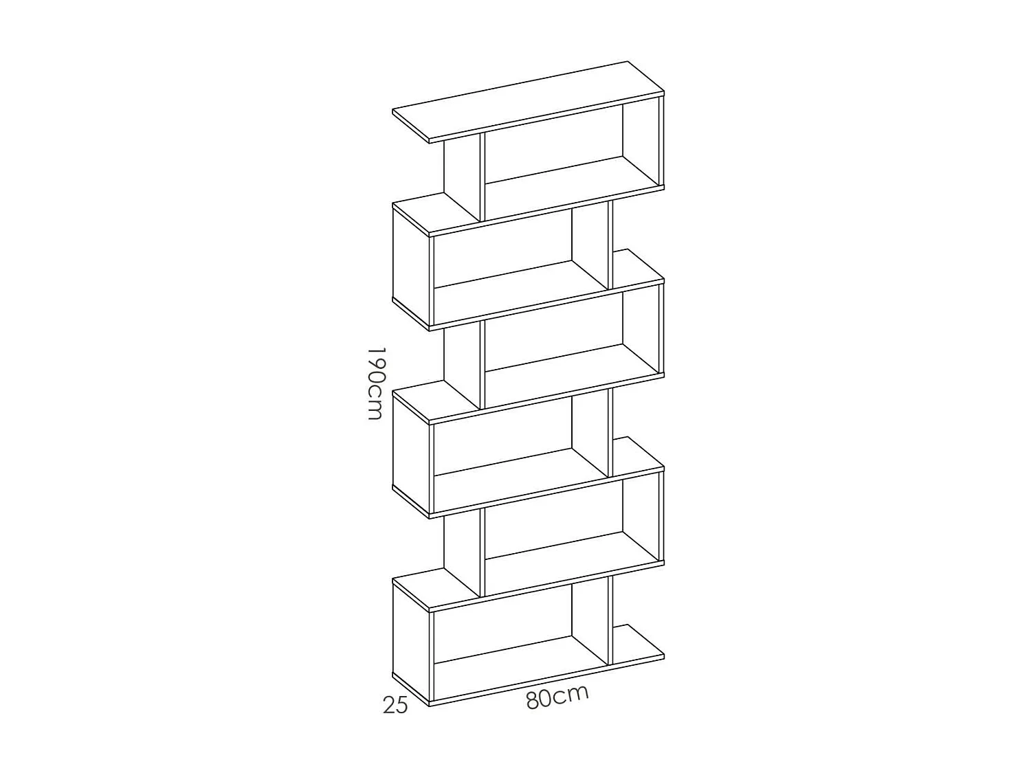 Estantería alta Ibros en blanco brillo 190 cm(alto)80 cm(ancho)25 cm(fondo). .