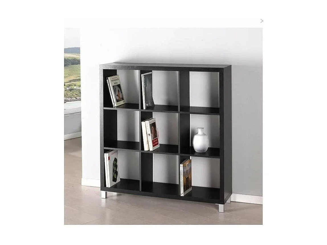 Estantería mediana kubox 3x3 acabado negro, 111 cm(alto)111 cm(ancho)29 cm(fondo)