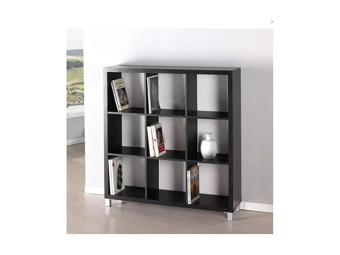 Estantería mediana kubox 3x3 acabado negro, 111 cm(alto)111 cm(ancho)29 cm(fondo)