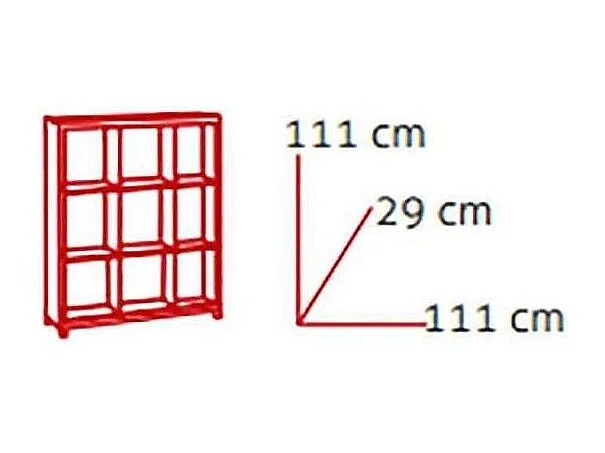 Estantería mediana kubox 3x3 acabado negro, 111 cm(alto)111 cm(ancho)29 cm(fondo)