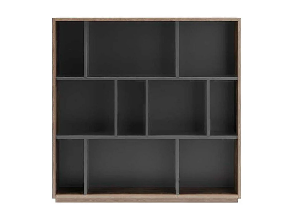 Estantería 3 alturas modelo 546 acabado nogal claro/grafito. 117 cm(alto), 119 cm(ancho),