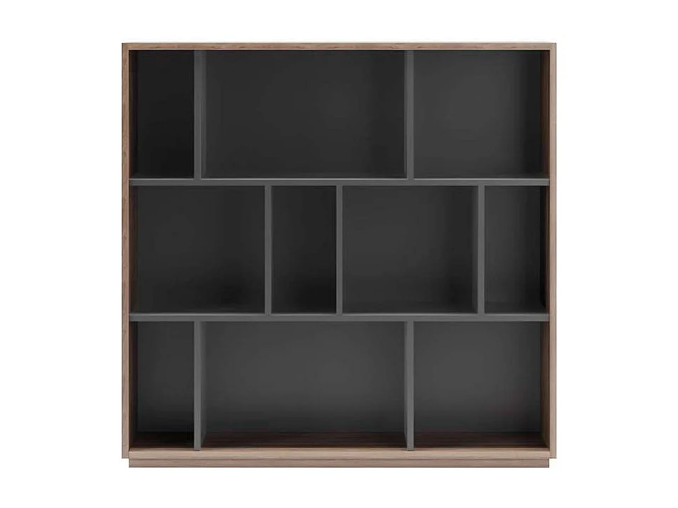 Estantería 3 alturas modelo 546 acabado nogal claro/grafito. 117 cm(alto), 119 cm(ancho)