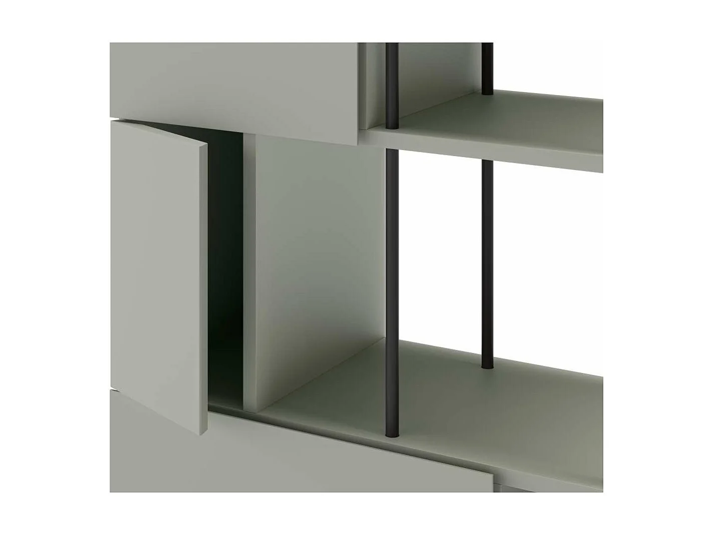 Estantería 5 puertas y estantes modelo Mallorca acabado verde/negro, 175cm(alto) 84cm(anc