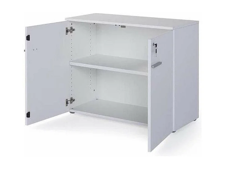 Armario bajo con puertas acabado blanco, 77.6 cm(alto)93 cm(ancho)42.5 cm(fondo).