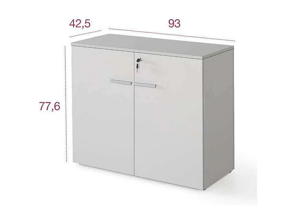 Armario bajo con puertas acabado blanco, 77.6 cm(alto)93 cm(ancho)42.5 cm(fondo).