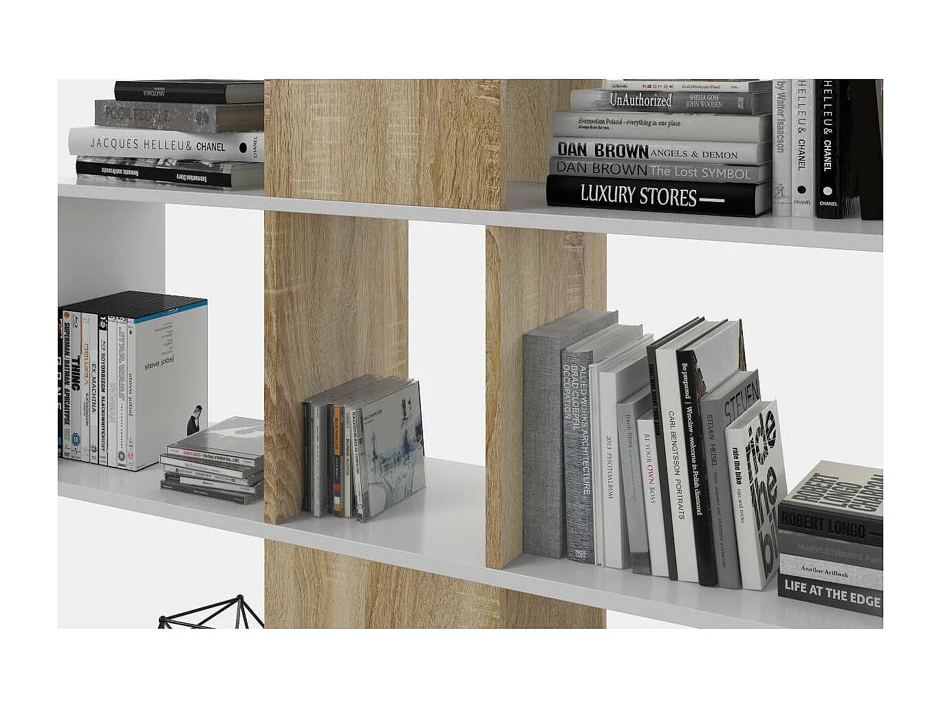 Estanteria Zig Zag en blanco artik y roble canadian 145 cm(alto)145 cm(ancho)29 cm(fondo)