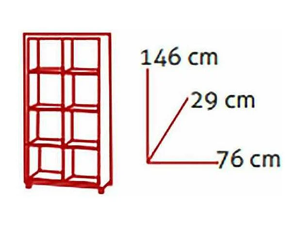 Estantería alta kubox 2x4 acabado negro, 146 cm(alto)76 cm(ancho)29 cm(fondo) .