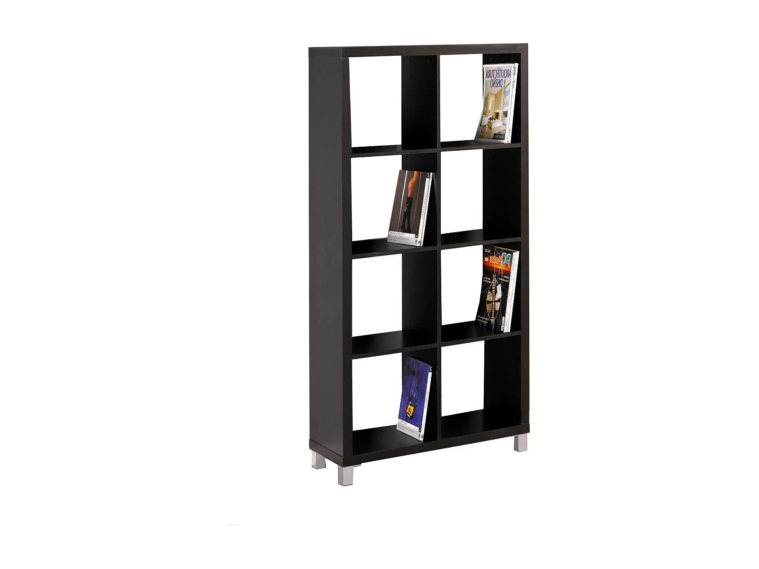 Estantería alta kubox 2x4 acabado negro, 146 cm(alto)76 cm(ancho)29 cm(fondo) .