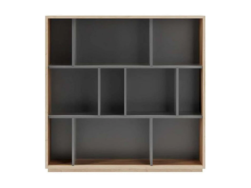 Estantería 3 alturas modelo 546 acabado roble claro/grafito. 117 cm(alto), 119 cm(ancho)