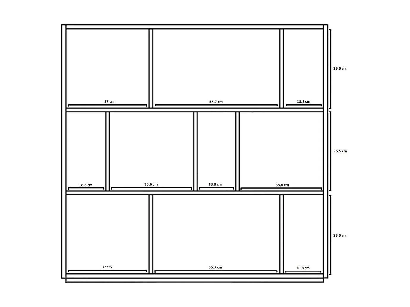 Estantería 3 alturas modelo 546 acabado roble claro/grafito. 117 cm(alto), 119 cm(ancho)