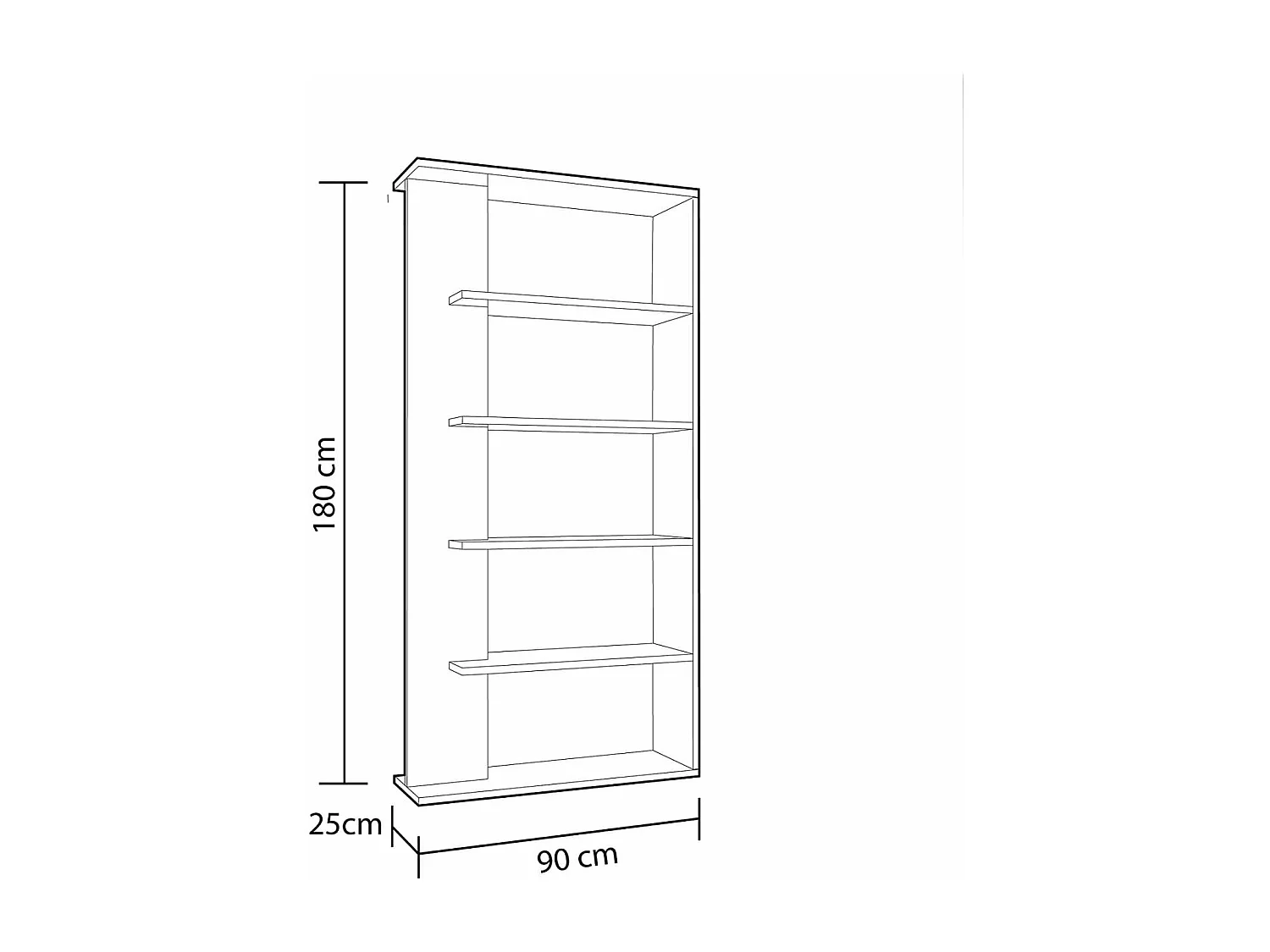 Estantería Alida alta de 5 estantes acabado blanco artic/roble, 180 cm(alto)90 cm(ancho)2