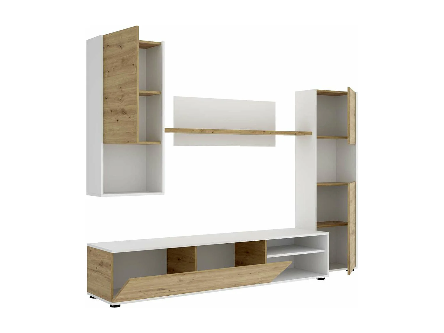 Mueble de salon Kala  Blanco Nordic180 cm(alto)220 cm(ancho)41 cm(largo)