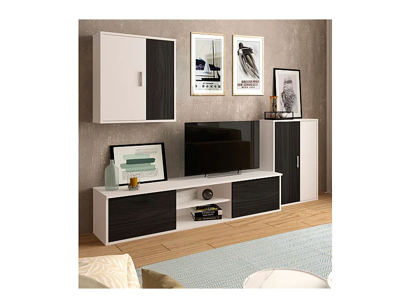 Composición de salón blanco/gris bocamina Zeta 200 cm(alto)220 cm(ancho)40 cm(largo)