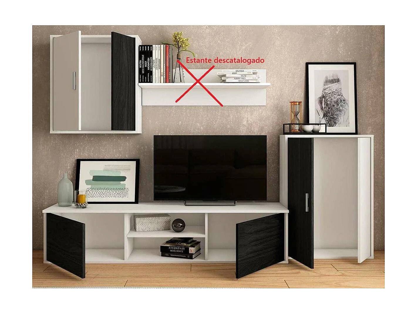 Composición de salón blanco/gris bocamina Zeta 200 cm(alto)220 cm(ancho)40 cm(largo)