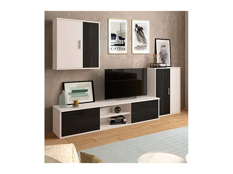 Composición de salón blanco/gris bocamina Zeta 200 cm(alto)220 cm(ancho)40 cm(largo)