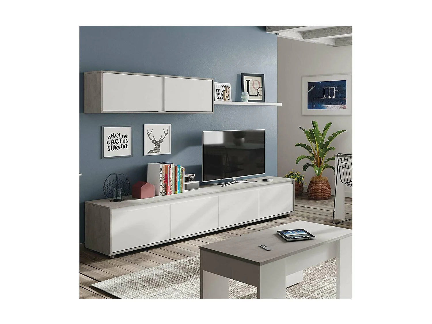 Conjunto para salón Alida, 43cm(alto) 200cm(ancho) 41cm(largo)