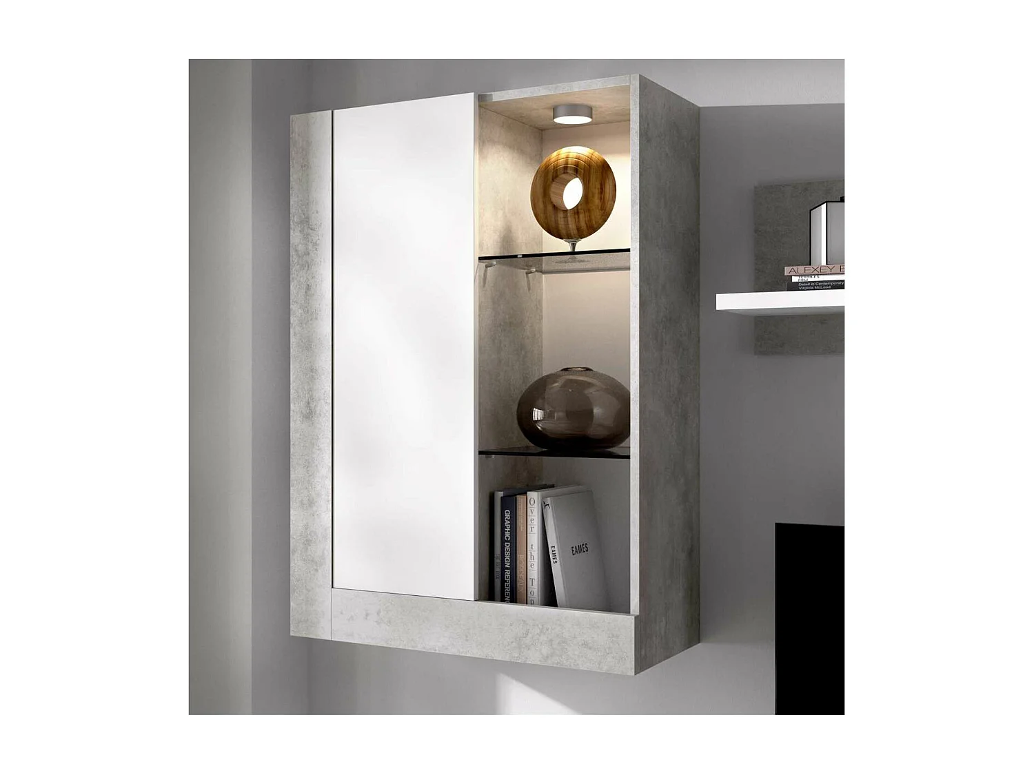 Mueble salón Villatorres cemento/blanco 180 cm(alto)265 cm(ancho)42 cm(largo)