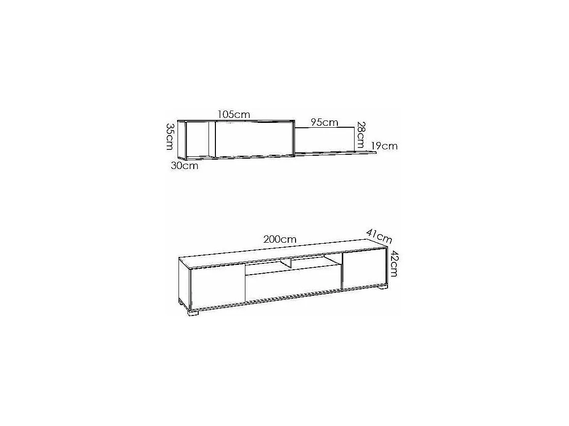Conjunto mueble salon television Fuerte del Rey en blanco y natural 180 cm(alto)200 cm(anc