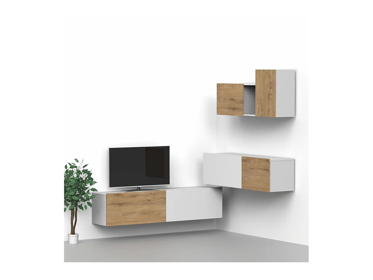 Conjunto para salón Nilo acabado roble gold/ blanco mate.