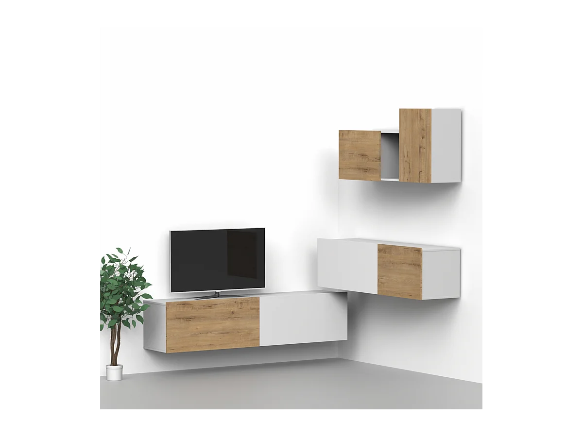 Conjunto para salón Nilo acabado roble gold/ blanco mate.