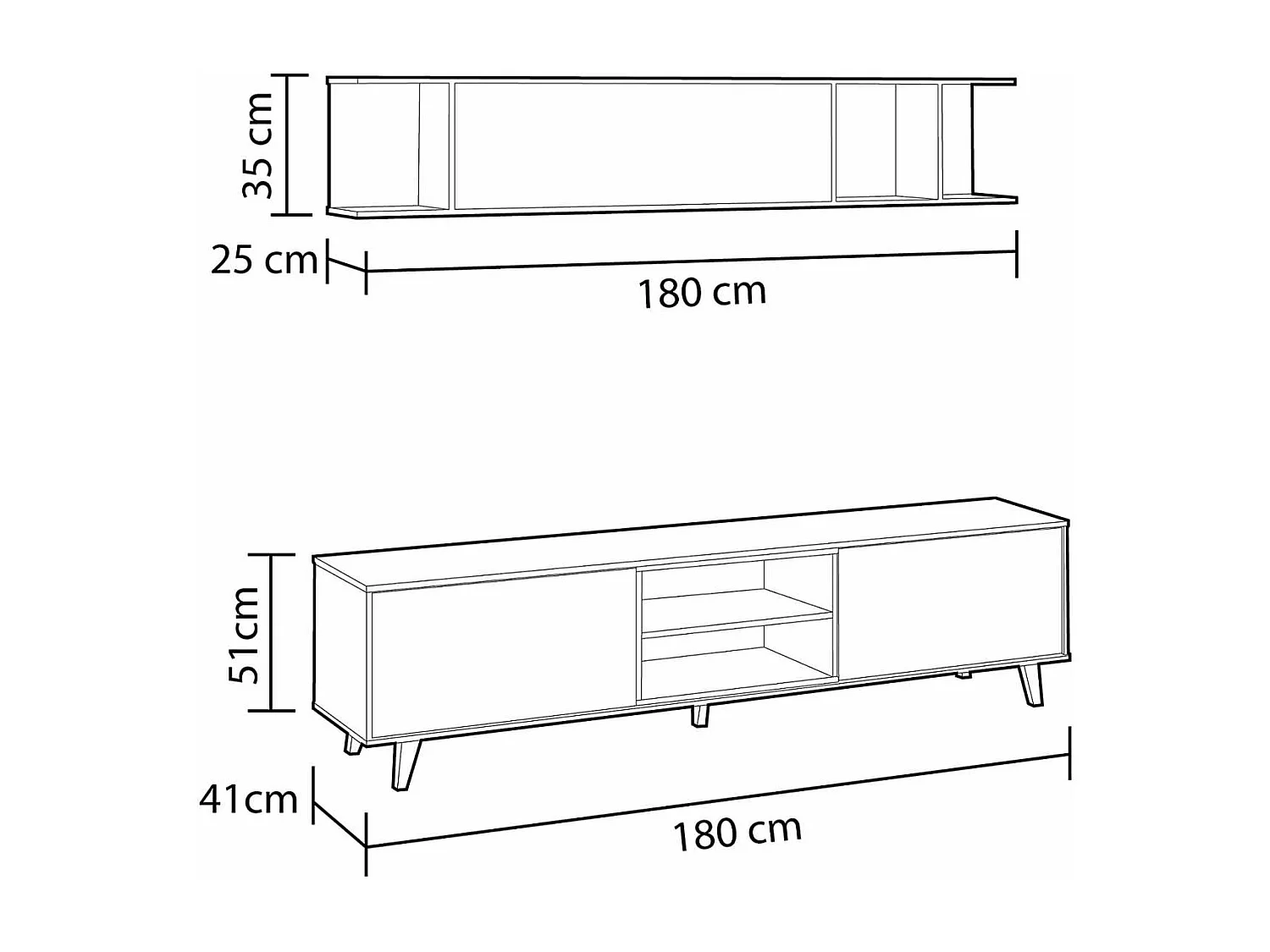 Conjunto salon television Alcontar 51 cm(alto)180 cm(ancho)41 cm(largo)