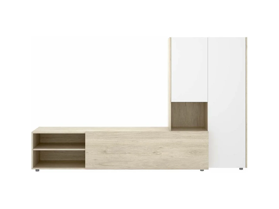 Conjunto salón Laso acabado Natural-Blanco 140.6cm(alto) 2,27 cm(ancho) 40 cm (fondo)