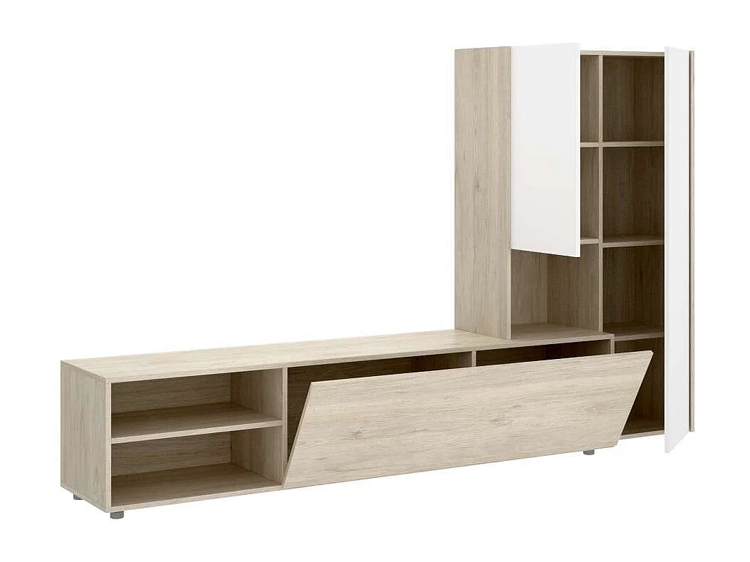 Conjunto salón Laso acabado Natural-Blanco 140.6cm(alto) 2,27 cm(ancho) 40 cm (fondo)