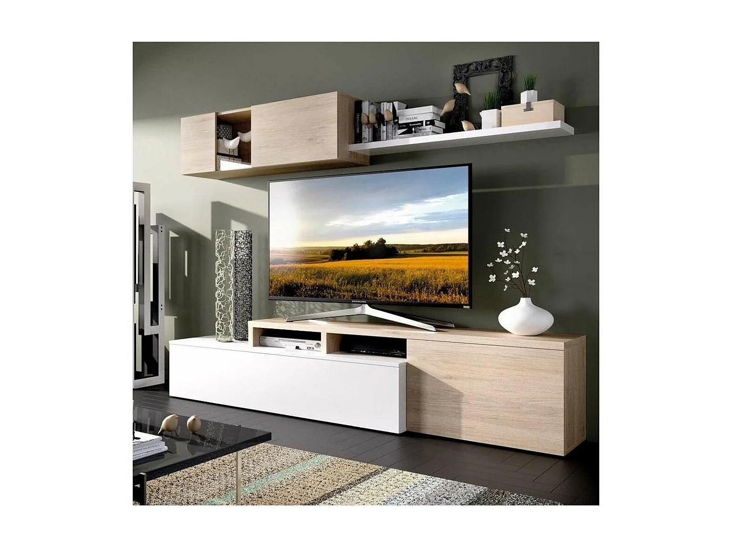 Conjunto de salon compacto Higuera de Calatrava en color Blanco Brillo / Natural