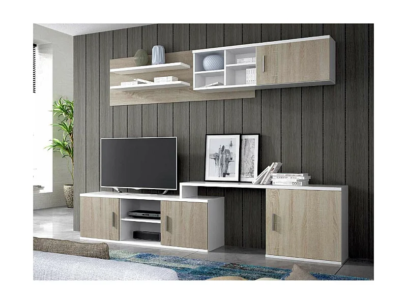 Composición de salón Baza en blanco y cambrian. De 220 a 270 cm de ancho. Se sirve monta