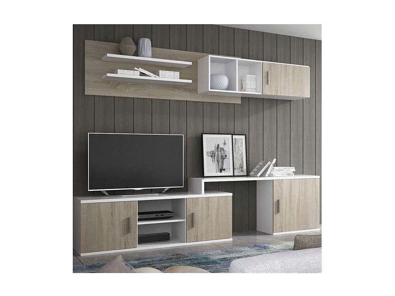 Composición de salón Baza en blanco y cambrian. De 220 a 270 cm de ancho. Se sirve monta