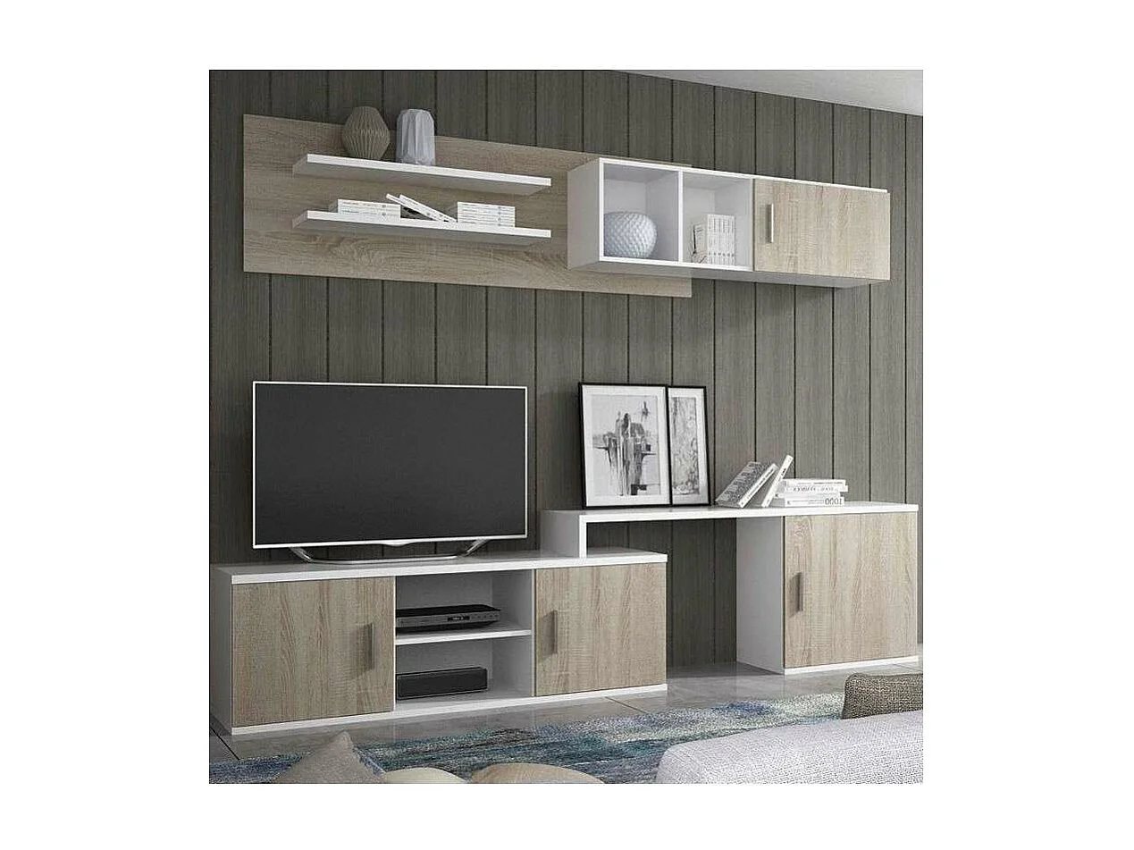 Composición de salón Baza en blanco y cambrian. De 220 a 270 cm de ancho. Se sirve monta